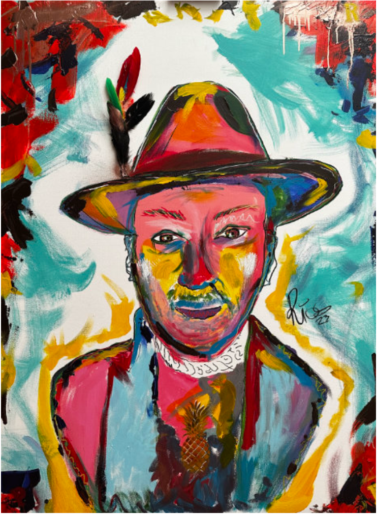 Creative Genius Mysterious Mr Rios expressive self-portrait painting by David Rios