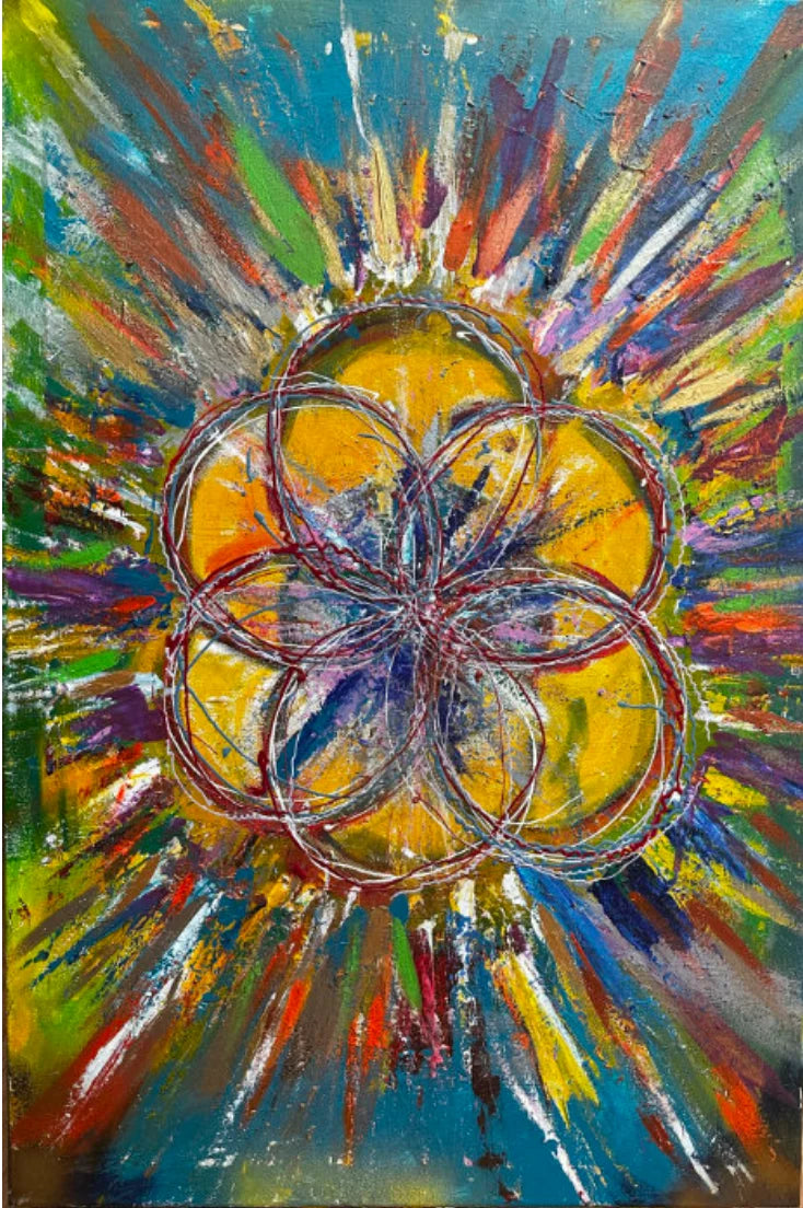 Flower of Life abstract sacred geometry painting by David Rios