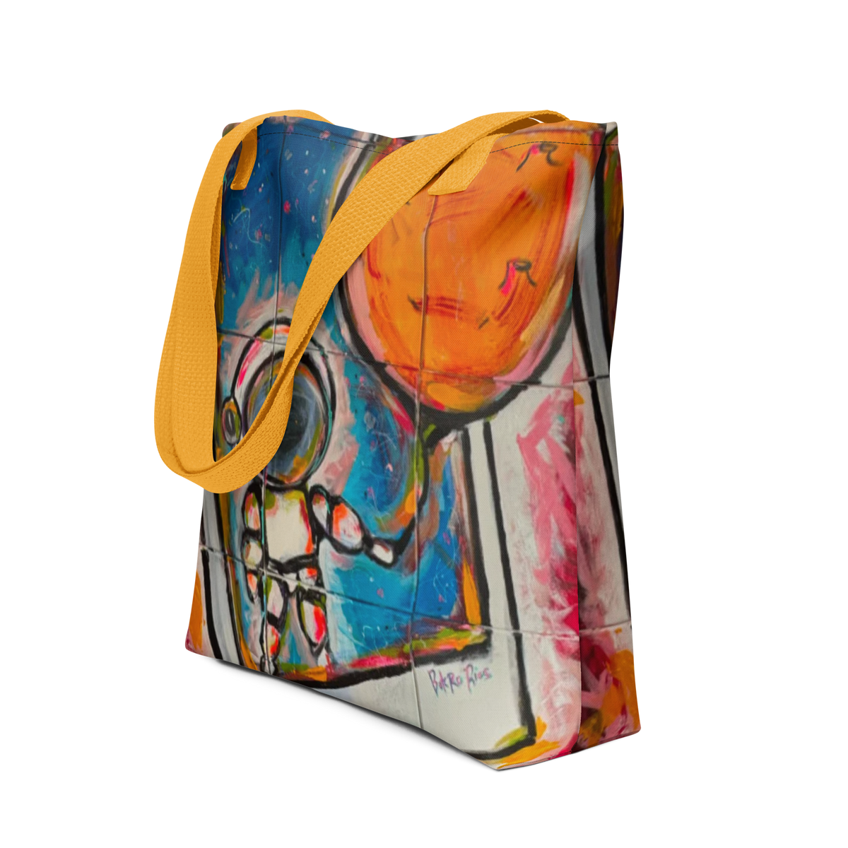 Back view of a Cereal Art tote bag featuring Lazik Universe artwork.