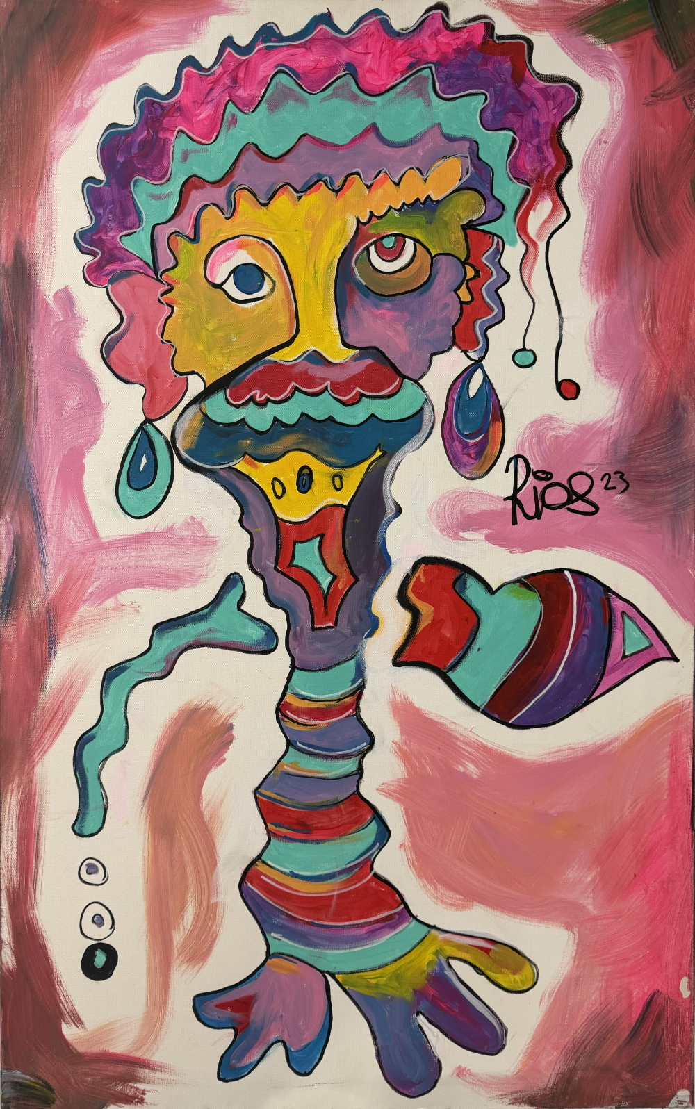 El Bailarin expressive character painting inspired by movement and dance by David Rios